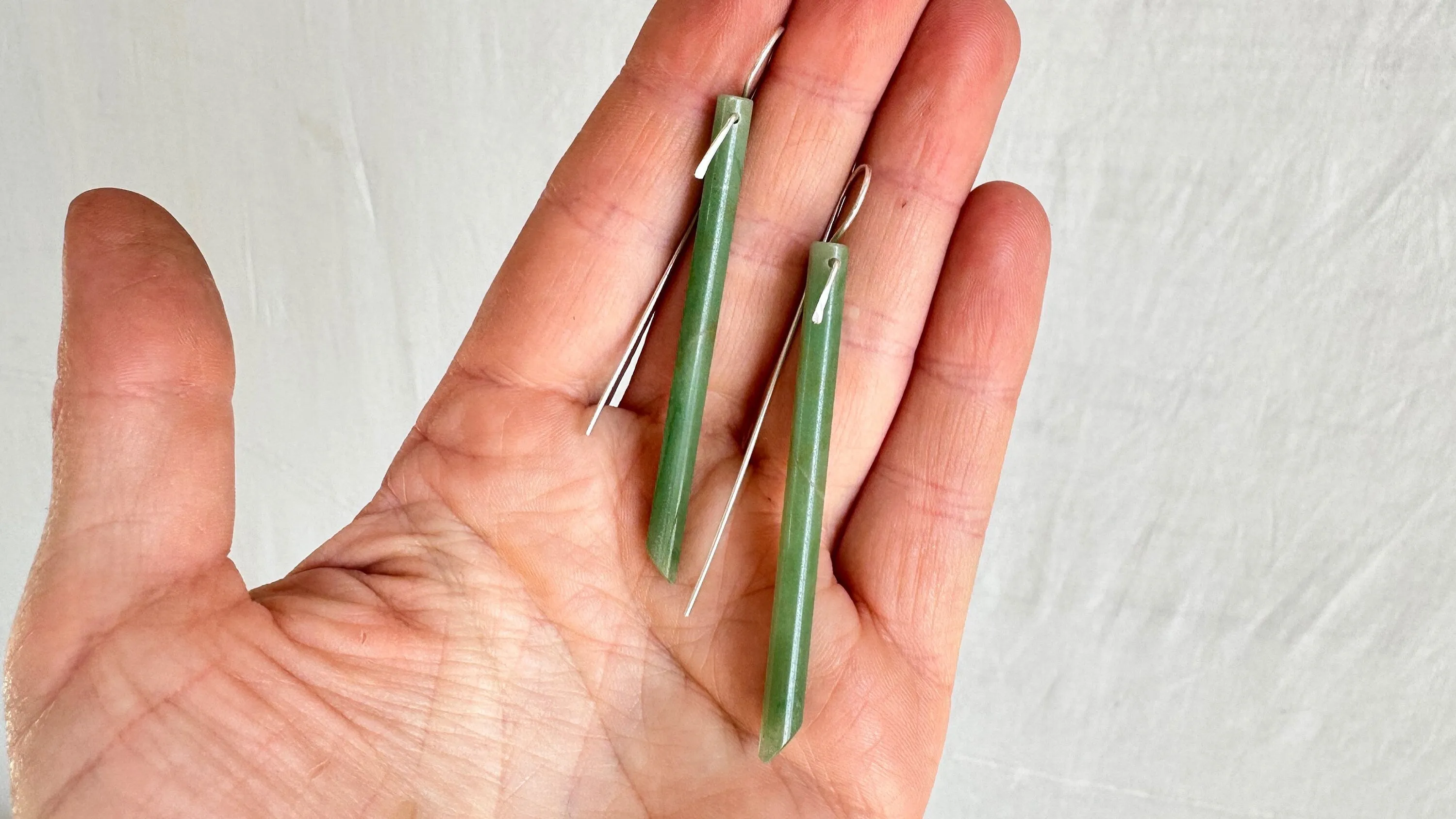 Jade & Sterling Silver Earrings. Canadian Jade. 1361