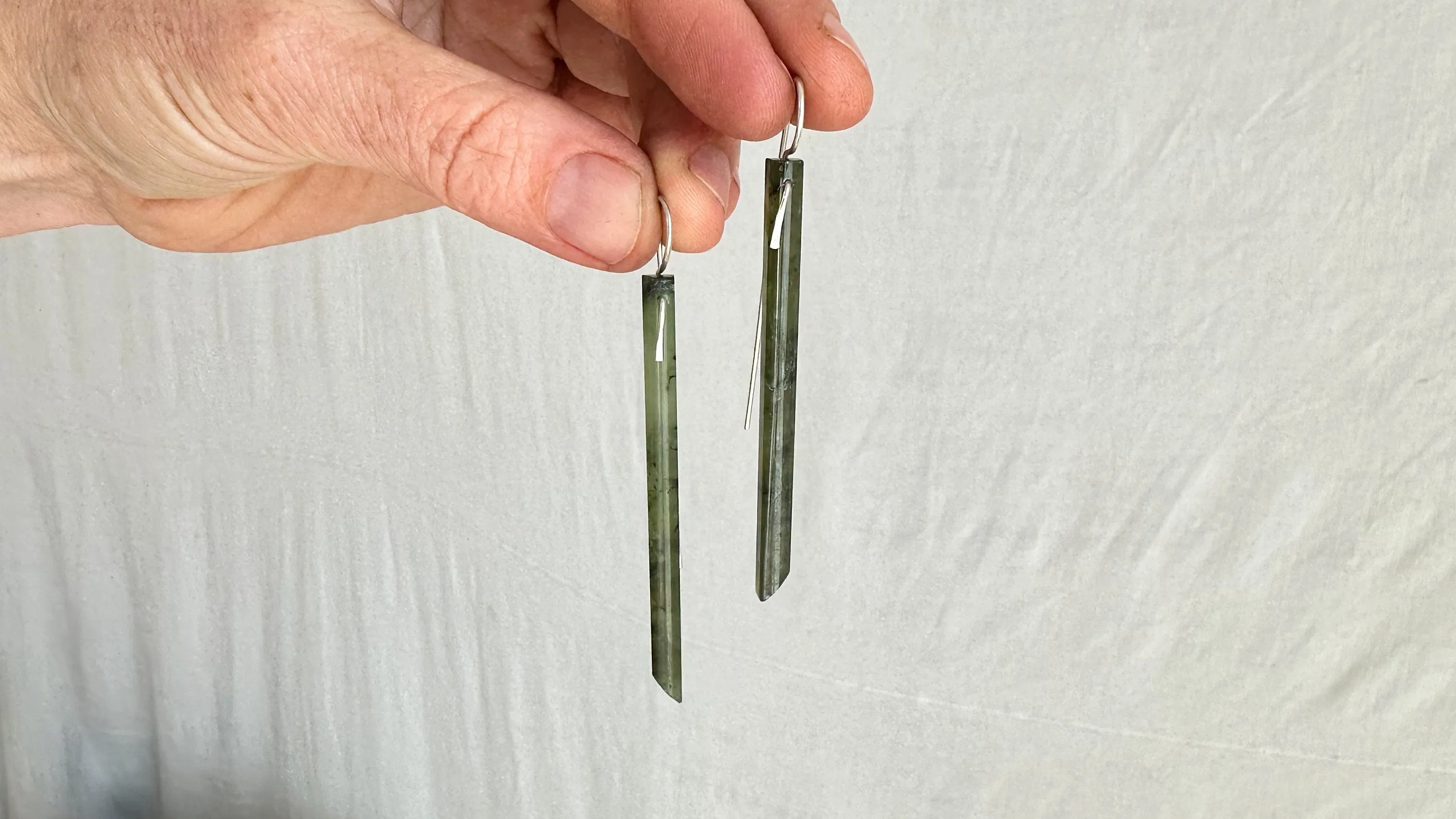 Jade & Sterling Silver Earrings. Canadian Jade. 1391