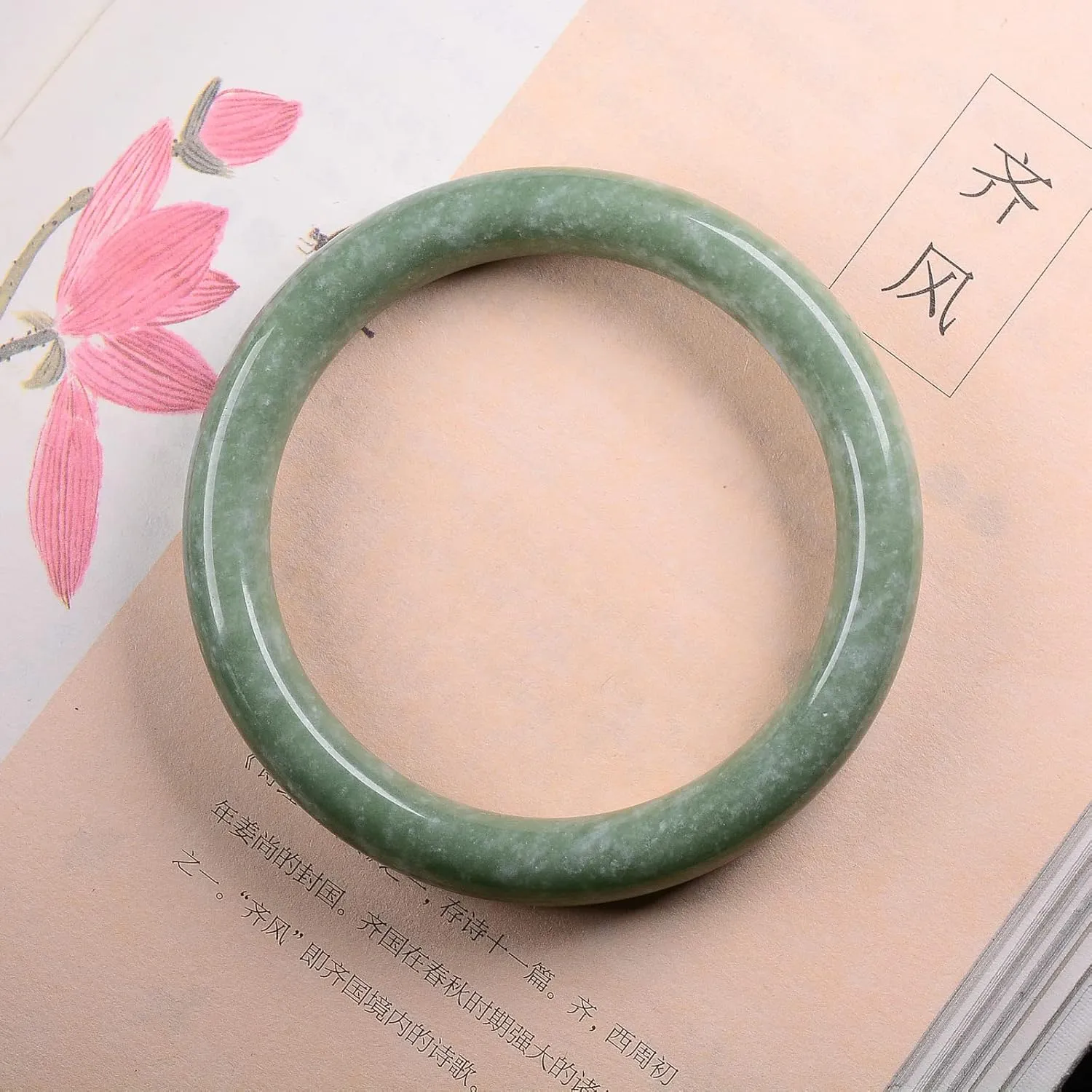Jade Bracelet for Women, 100% Natural Green Jade, Good Luck Genuine Grade A Round Jade Bangles with Jewelry Box and Certificate, Inner 2.12-2.52''/54-64mm