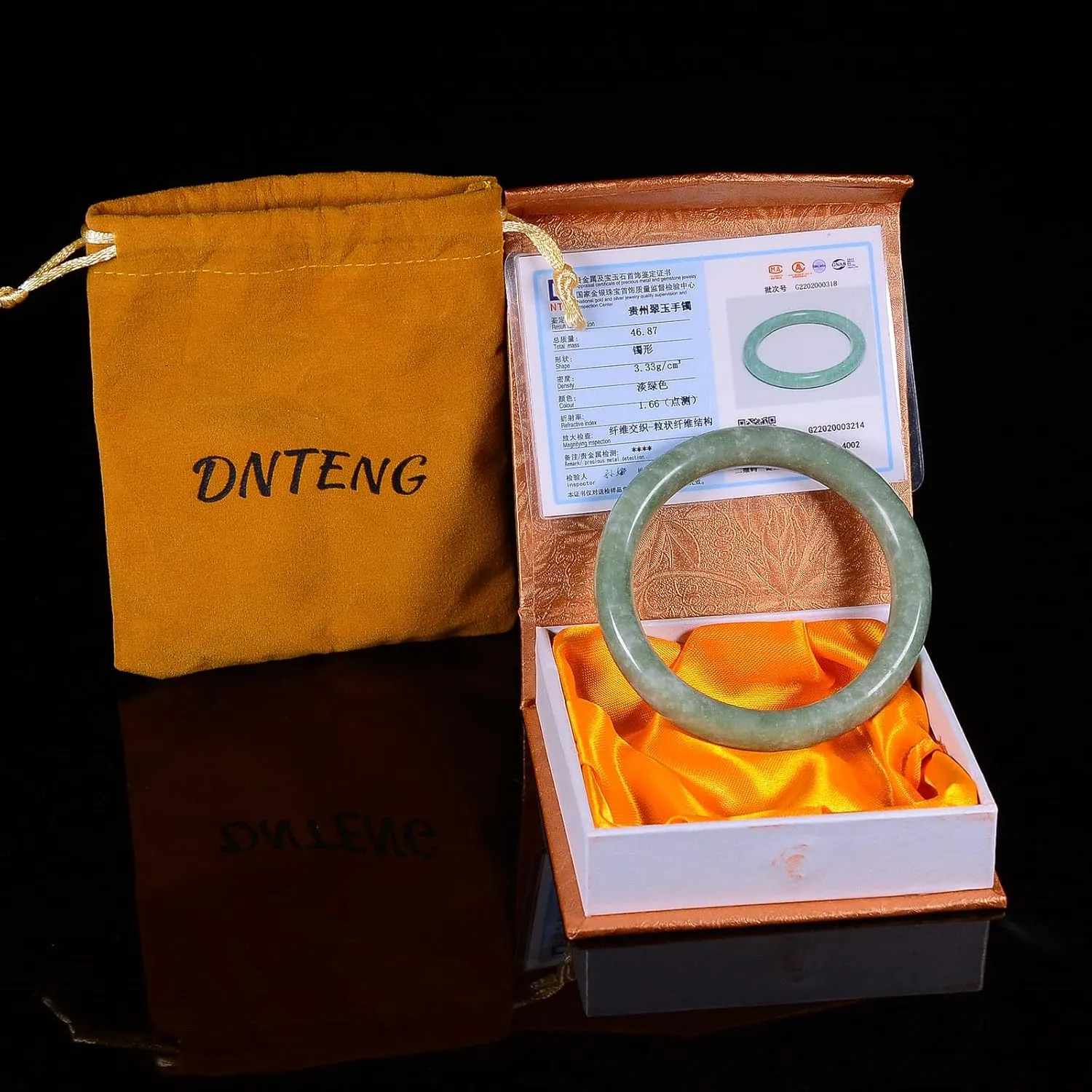 Jade Bracelet for Women, 100% Natural Green Jade, Good Luck Genuine Grade A Round Jade Bangles with Jewelry Box and Certificate, Inner 2.12-2.52''/54-64mm