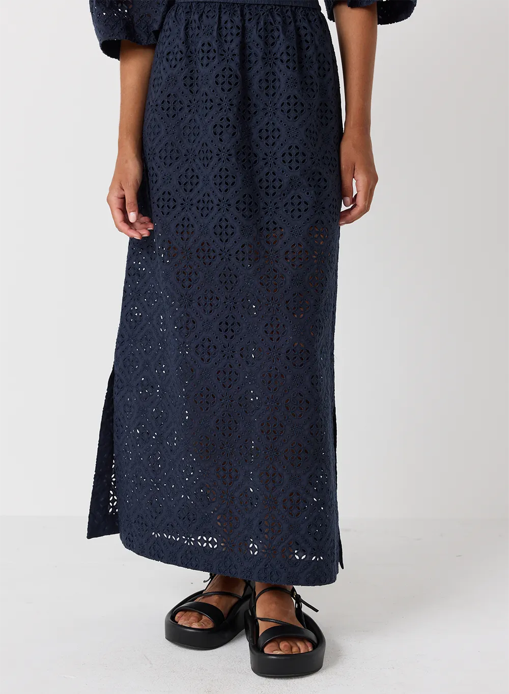 Karine Organic Cotton Broderie Maxi Skirt