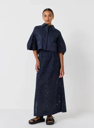 Karine Organic Cotton Broderie Maxi Skirt