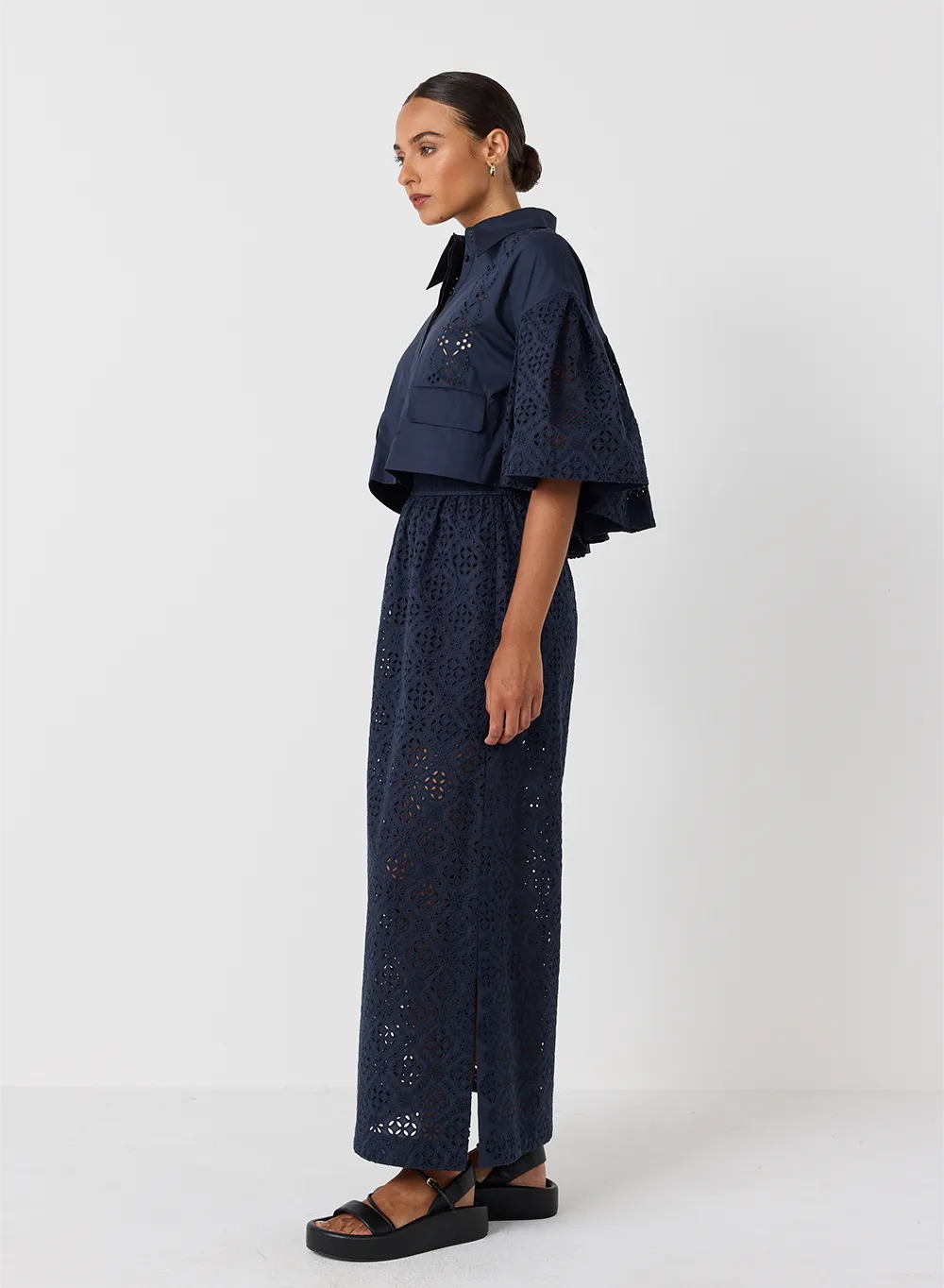 Karine Organic Cotton Broderie Maxi Skirt