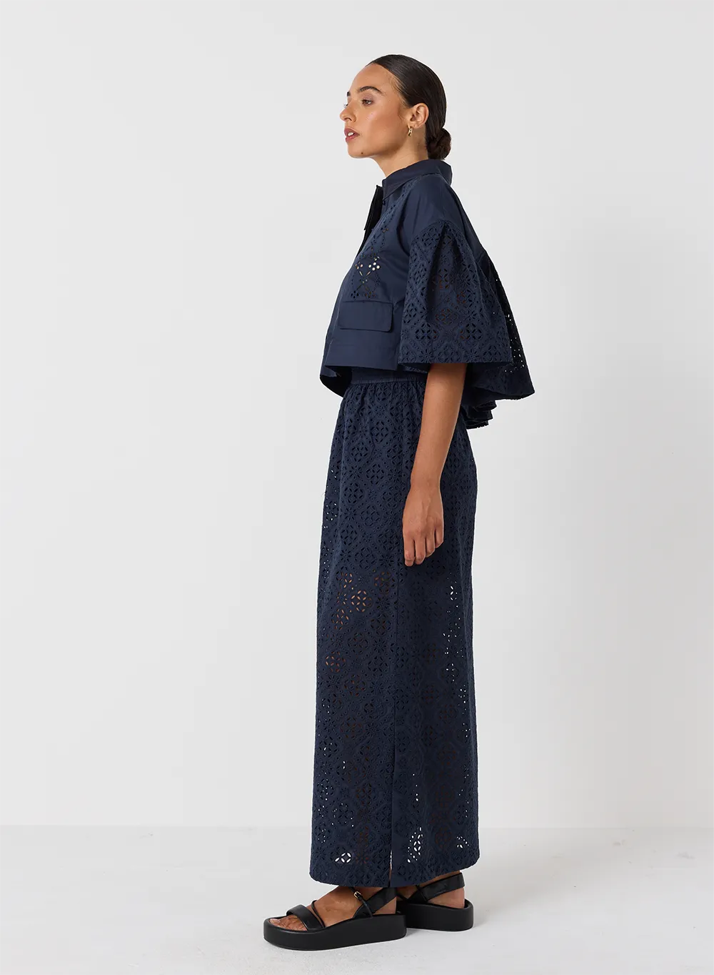 Karine Organic Cotton Broderie Maxi Skirt