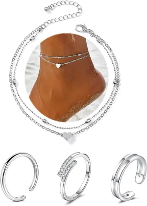 QWALIT Toe Rings for Women Gold Silver Toe Rings non Tarnish Adjustable Womens Ring Jewelry Simple Tail Ring Gold Plated