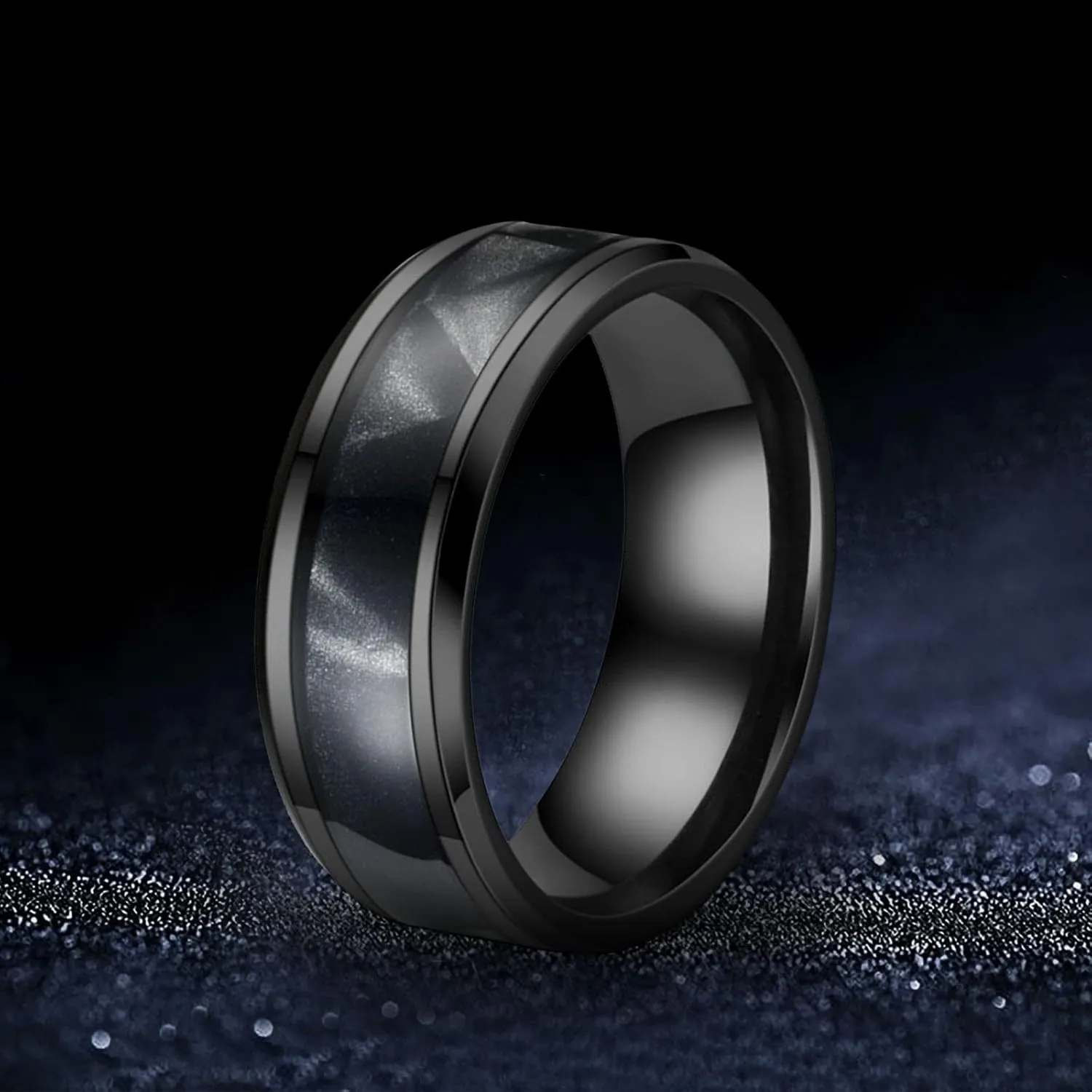 Stainless Steel Spinner Ring for Women Luminous Dragon Pattern Glowing Anxiety Ring Engagement Wedding Band Gifts