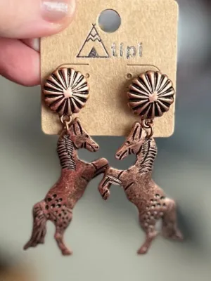Western Inspired Stallion Stud Back Earrings