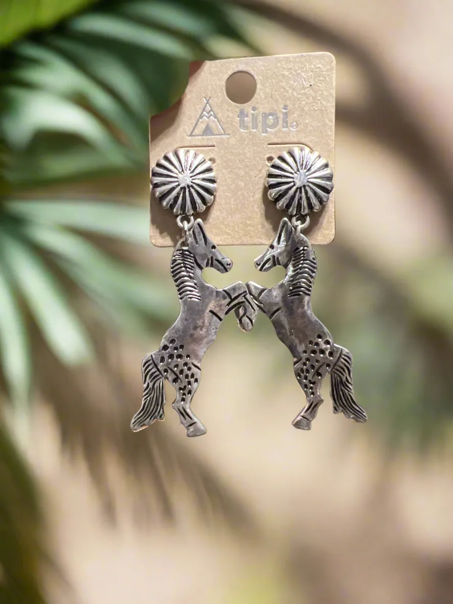 Western Inspired Stallion Stud Back Earrings