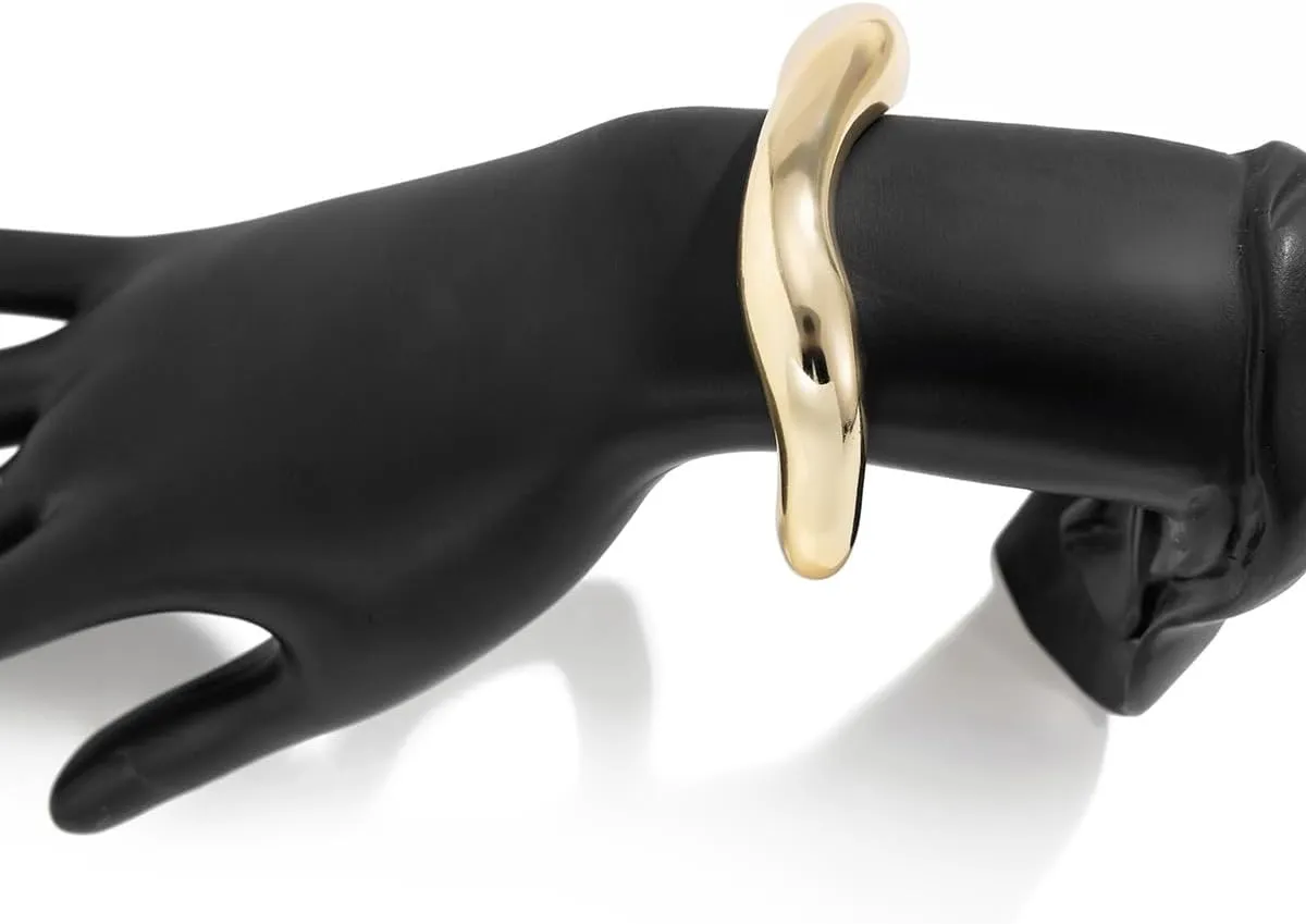 ZMANYIJEW Chunky Gold Bracelets for Women Wide Gold Cuffs Bangle Exaggerate Hollow Out Adjustable Bracelets Punk Vintage Jewelry